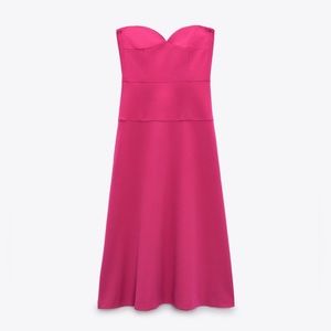 ZARA PINK BUSTIER MIDI DRESS